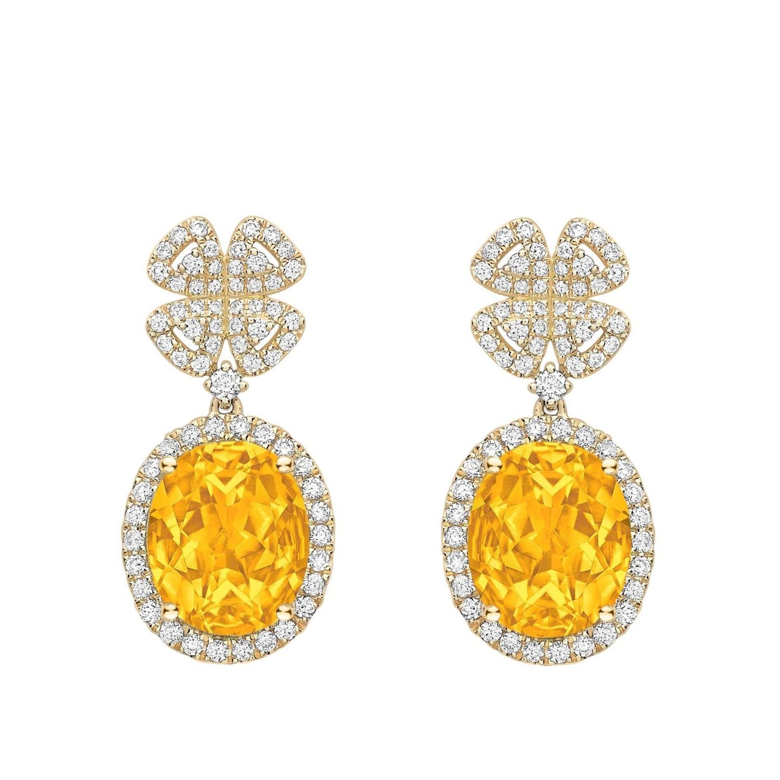 Kiki McDonough 18ct Yellow Gold 0.83ct Diamond & Citrine Drop Earrings