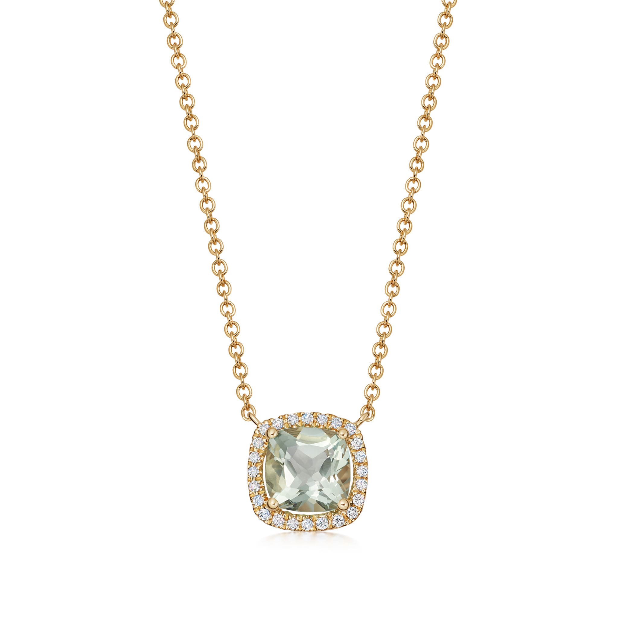 Kiki McDonough 18ct Yellow Gold 0.10ct Diamond & Green Amethyst Necklace Kiki McDonough 18ct Yellow Gold 0.10ct Diamond & Green Amethyst Necklace
