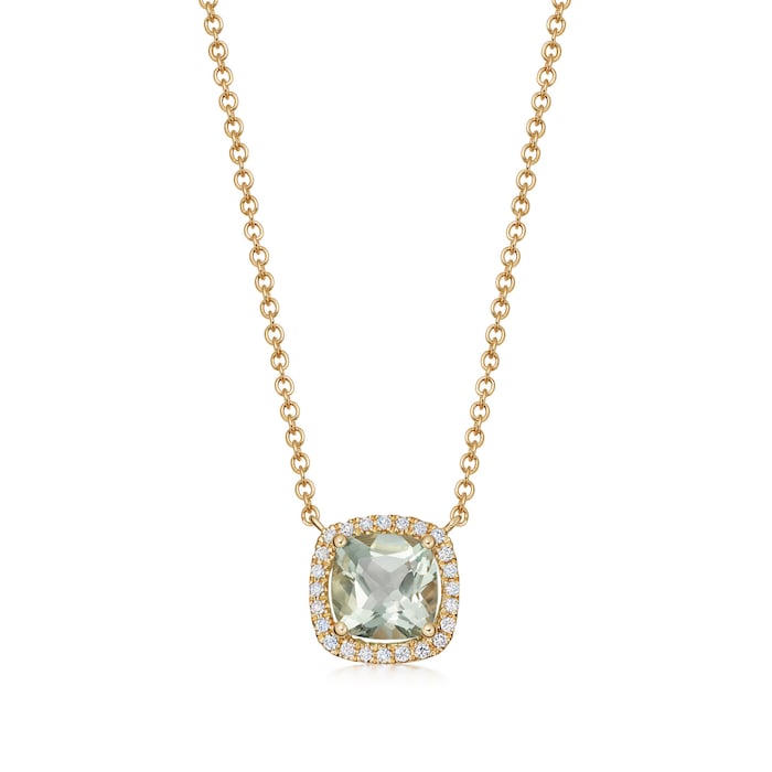 Kiki McDonough 18ct Yellow Gold 0.10ct Diamond & Green Amethyst Necklace