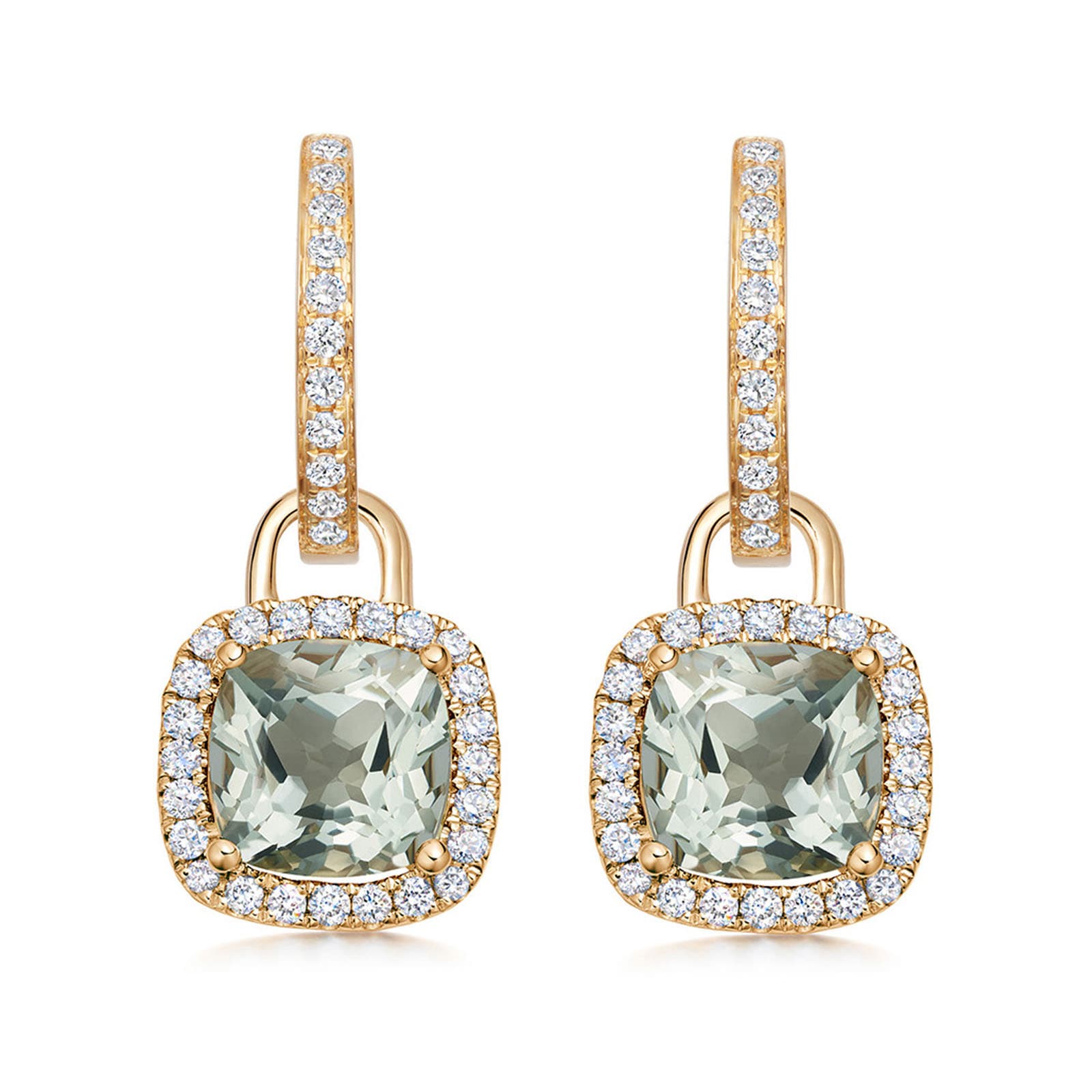 Kiki McDonough 18ct Yellow Gold 0.32ct Diamond & Green Amethyst Earrings