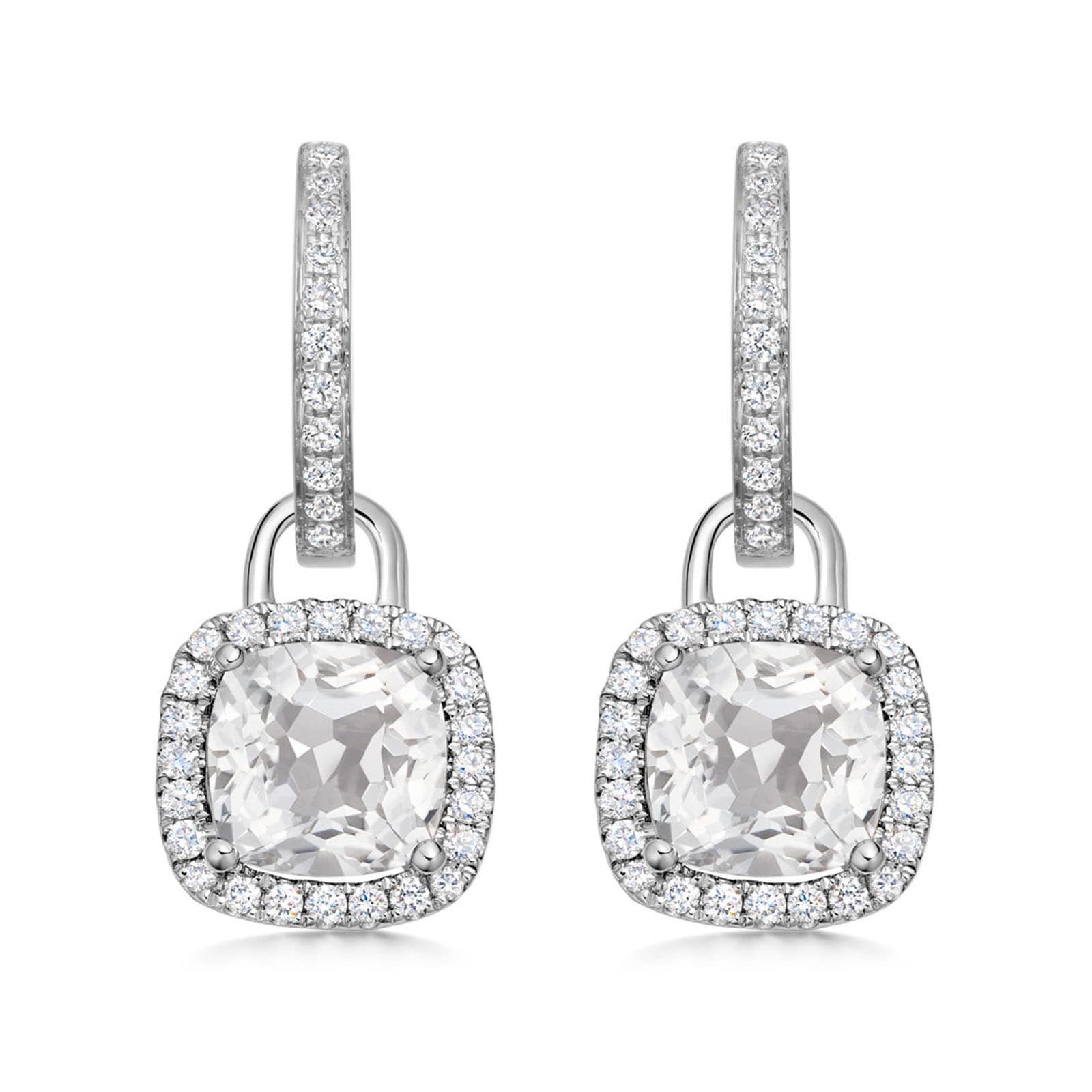 Kiki McDonough 18ct White Gold 0.32ct Diamond & White Topaz Earrings