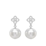 Kiki McDonough 18ct White Gold 0.30ct Diamond Flower & Pearl Drop Earrings