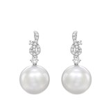 Kiki McDonough 18ct White Gold 0.25ct Diamond & Pearl Drop Earrings