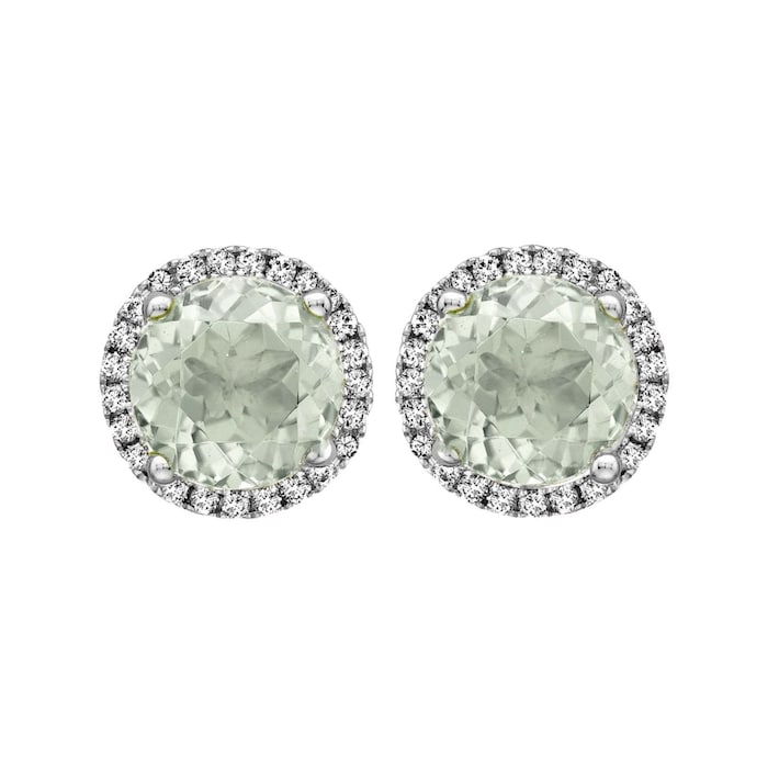 Kiki McDonough 18ct White Gold 0.19ct Diamond & Green Amethyst Earrings