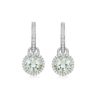 Kiki McDonough 18ct White Gold 0.32ct Diamond & Green Amethyst Drop Earrings