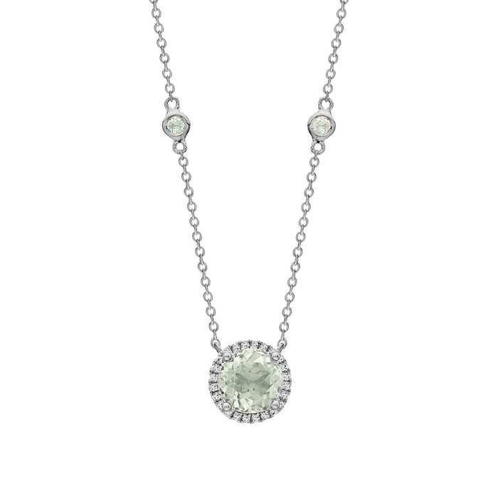 Kiki McDonough 18ct White Gold 0.10ct Diamond & Green Amethyst Necklace