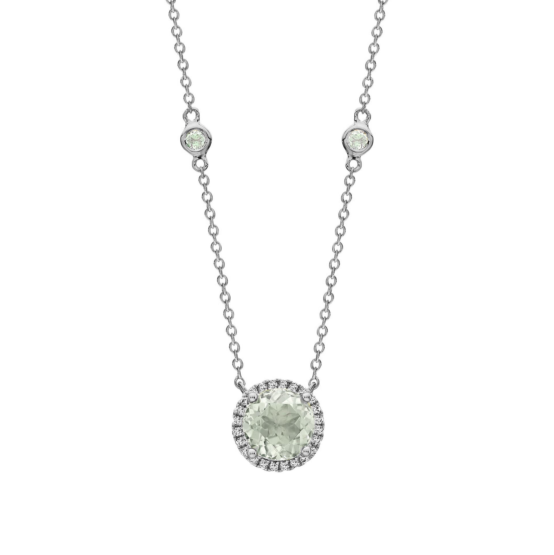 Kiki McDonough 18ct White Gold 0.10ct Diamond & Green Amethyst Necklace