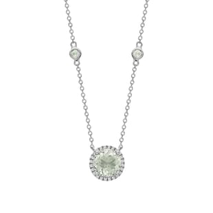 Kiki McDonough 18ct White Gold 0.10ct Diamond & Green Amethyst Necklace