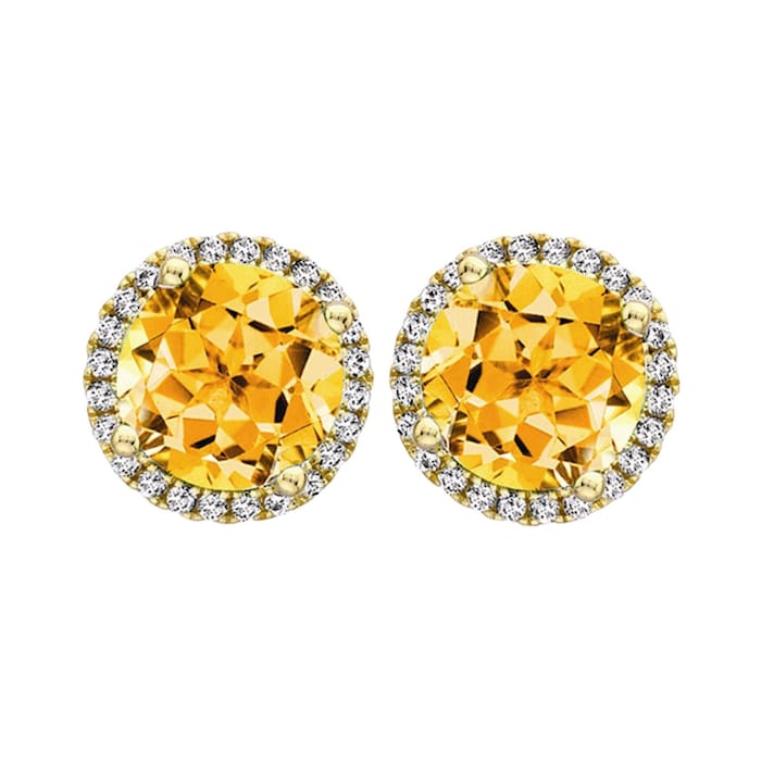 Kiki McDonough 18ct Yellow Gold 0.19ct Diamond & Citrine Stud Earrings