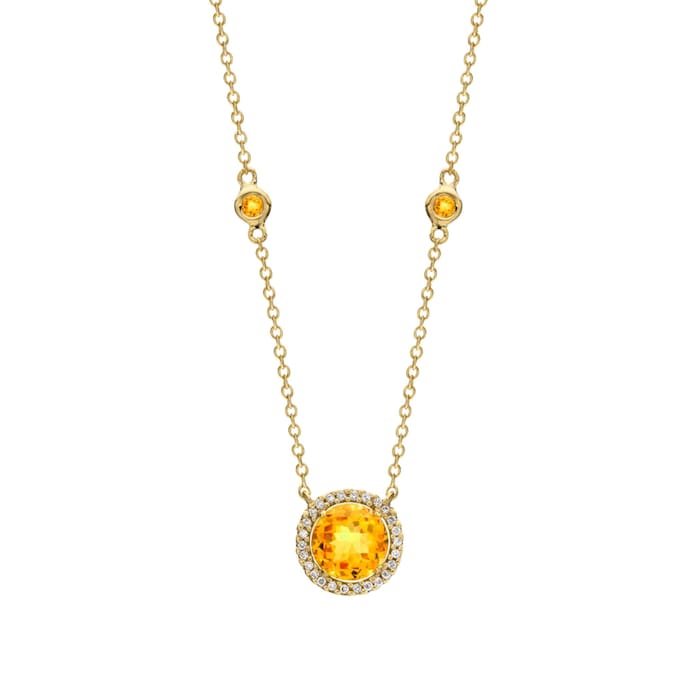 Kiki McDonough 18ct Yellow Gold 0.10ct Diamond & Citrine Necklace