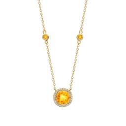 37940159 - 18ct Yellow Gold 0.10ct Diamond & Citrine Necklace