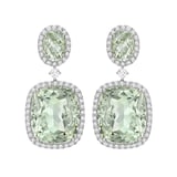 Kiki McDonough 18ct White Gold 0.78ct Diamond & Green Amethyst Drop Earrings