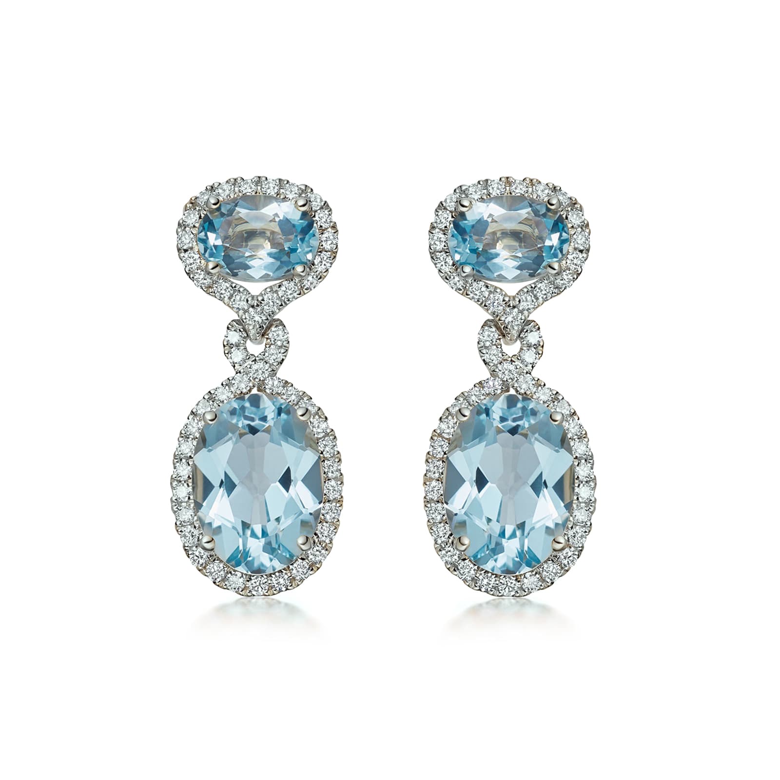 Signatures 18ct White Gold Blue Topaz 0.67ct Diamond Drop Earrings