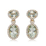 Kiki McDonough 18ct Yellow Gold Green Amethyst & 0.67ct Diamond Drop Earrings