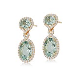 Kiki McDonough 18ct Yellow Gold Green Amethyst & 0.67ct Diamond Drop Earrings