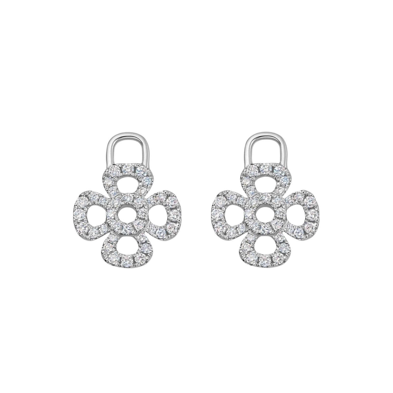 Kiki McDonough 18ct White Gold Four Petal Diamond Detachable Drops Kiki McDonough 18ct White Gold Four Petal Diamond Detachable Drops
