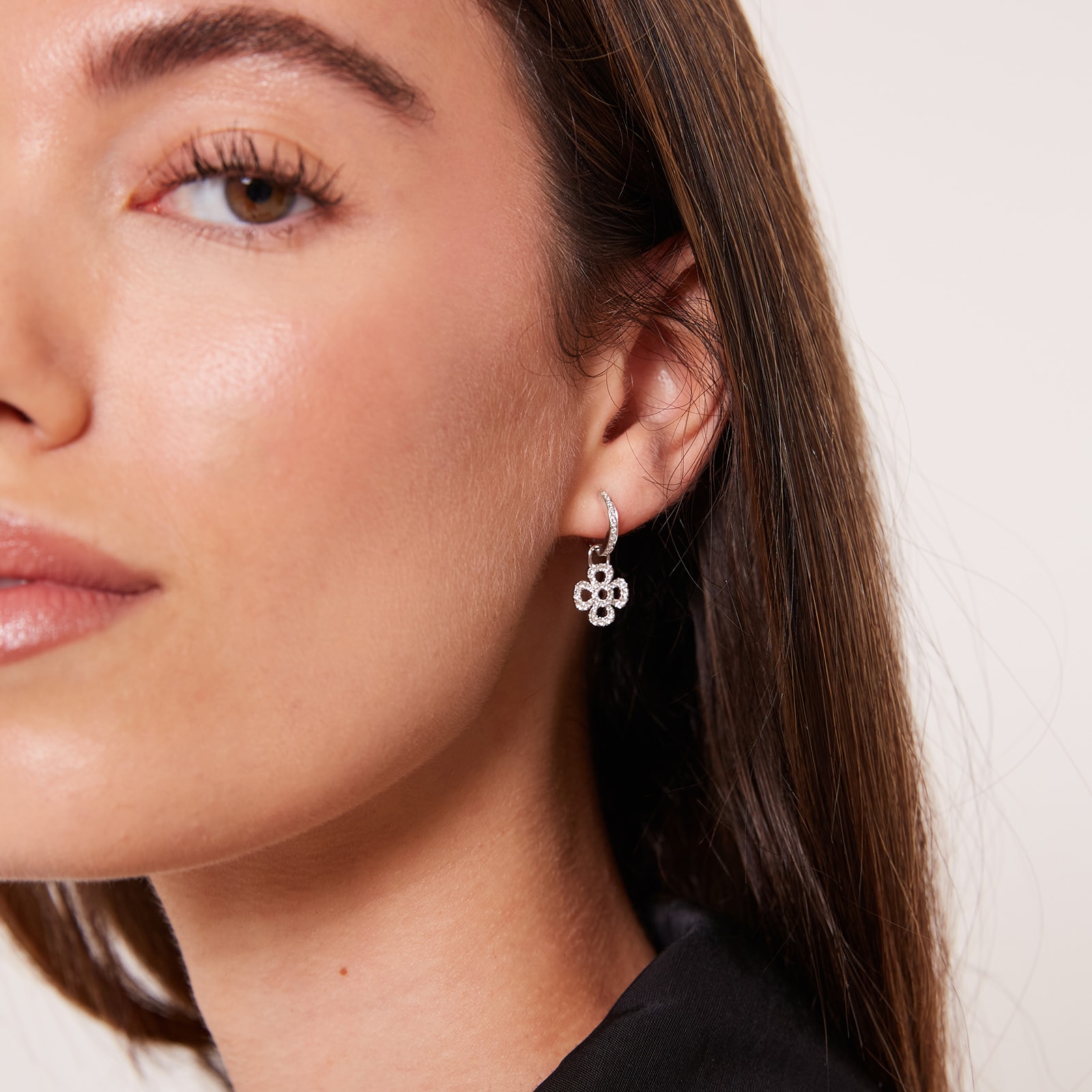 Kiki McDonough 18ct White Gold Four Petal Diamond Detachable Drops Kiki McDonough 18ct White Gold Four Petal Diamond Detachable Drops