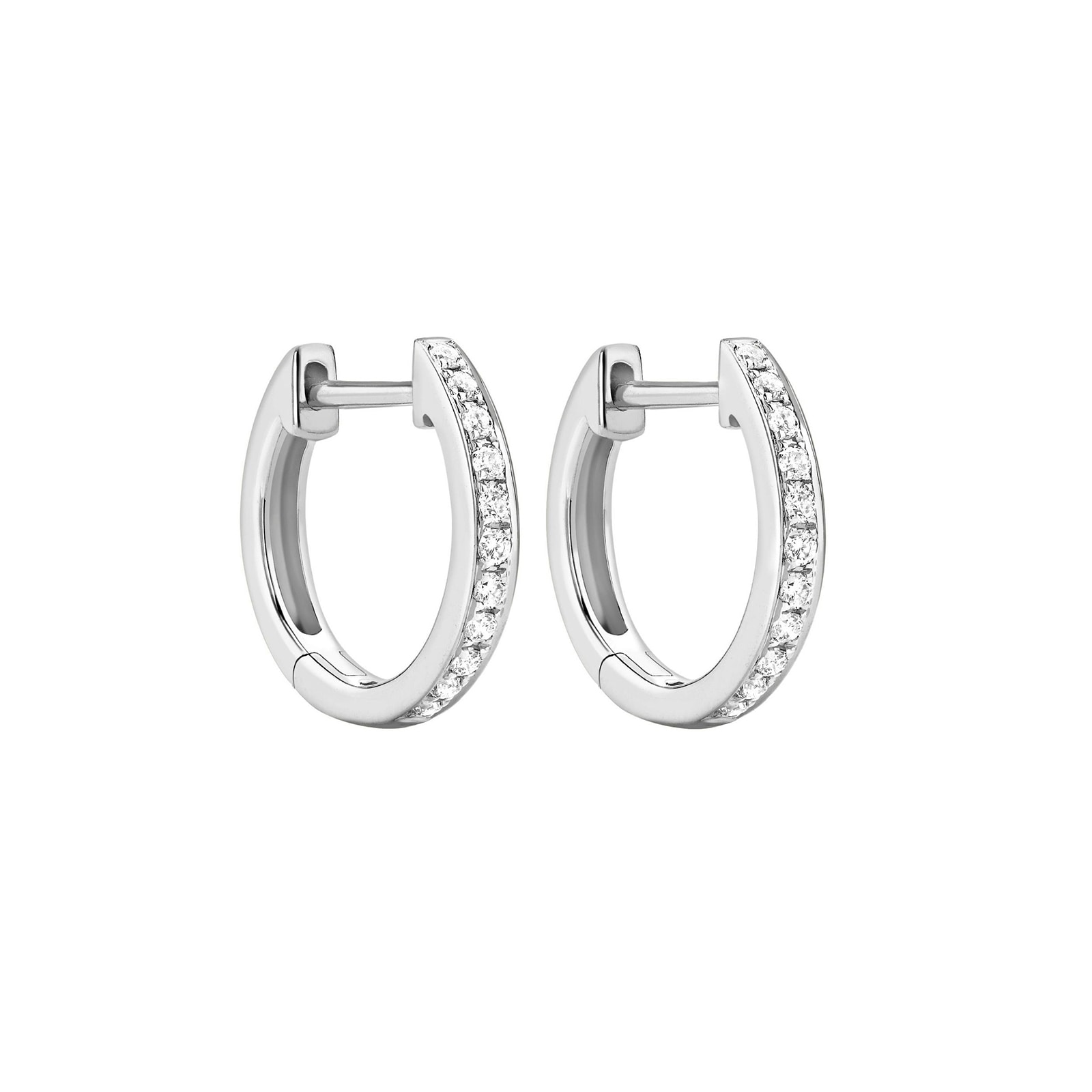 18ct White Gold 0.13ct Diamond Classic Hoops