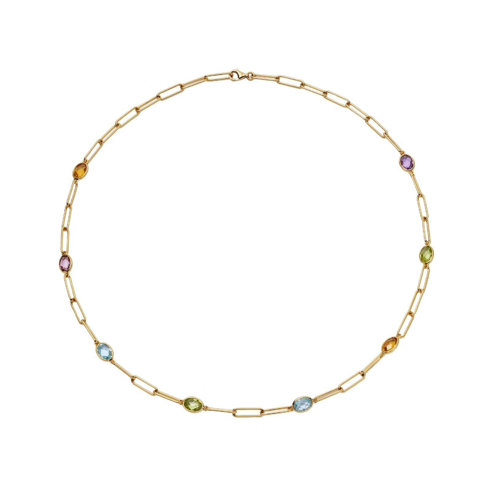 Kiki McDonough 18ct Yellow Gold Multi Gemstone Chain Necklace