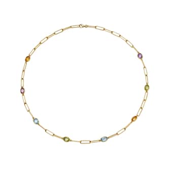 Kiki McDonough 18ct Yellow Gold Multi Gemstone Chain Necklace