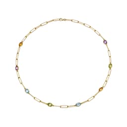37940192 - 18ct Yellow Gold Multi Gemstone Chain Necklace