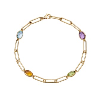 Kiki McDonough 18ct Yellow Gold Multi Gemstone Chain Bracelet