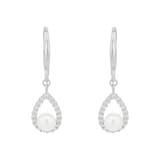 AMOR Silver Cubic Zirconia & Pearl Drop Earrings