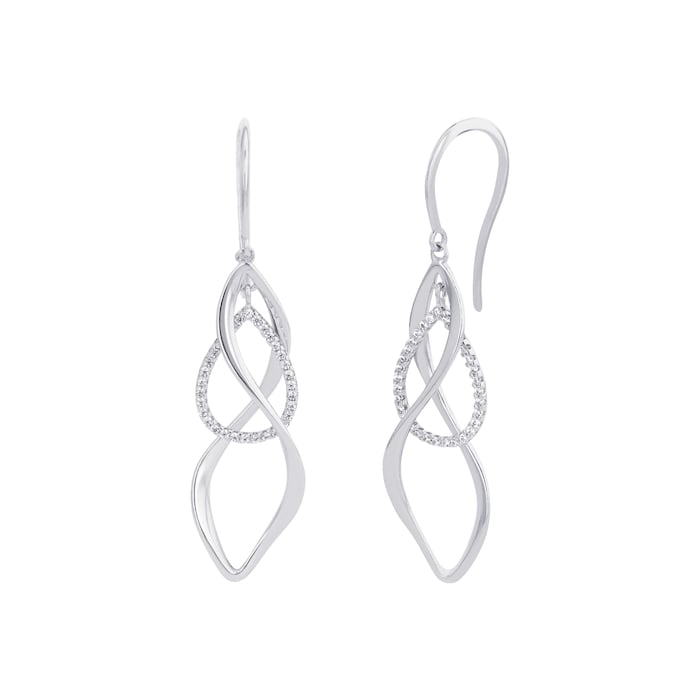 AMOR Silver 35mm Swirl Drop Earrings