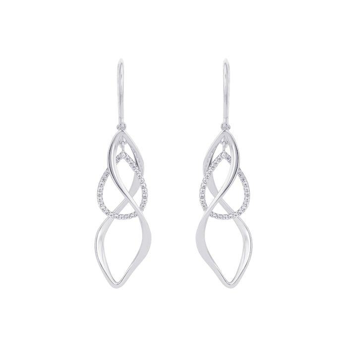 AMOR Silver 35mm Swirl Drop Earrings