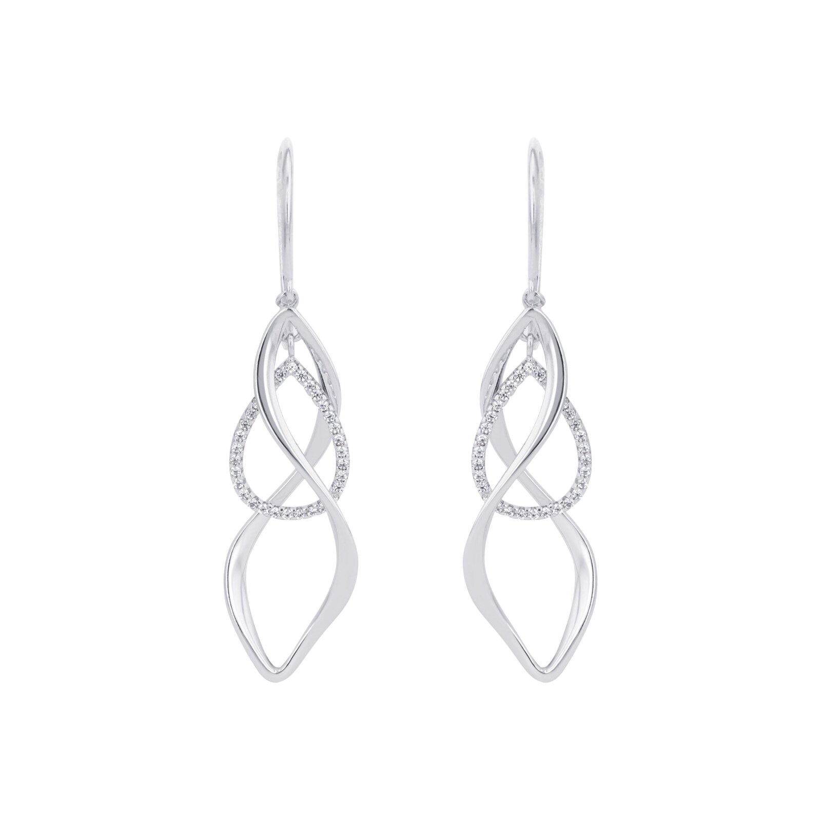 AMOR Silver 35mm Swirl Drop Earrings