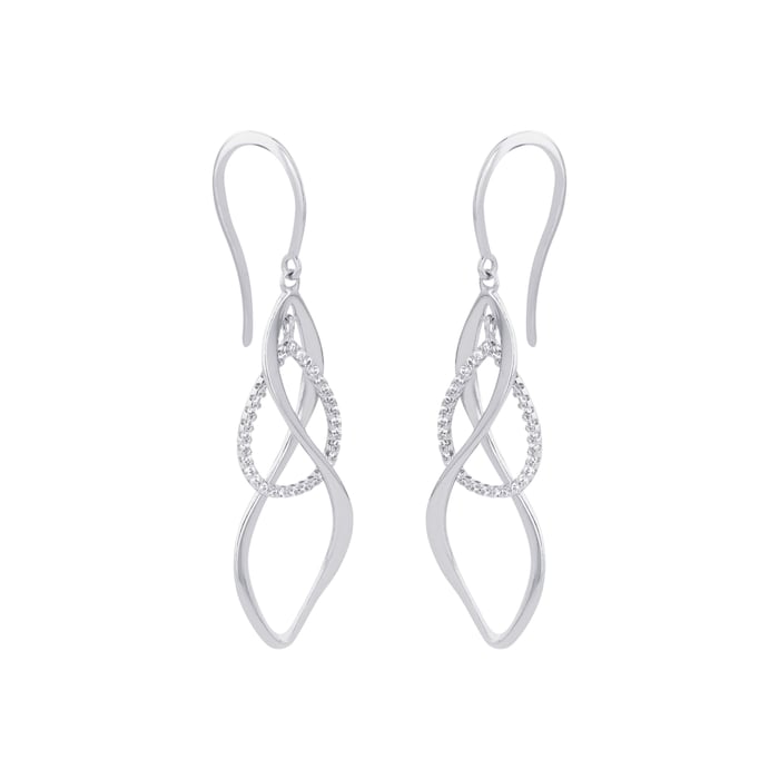 AMOR Silver 35mm Swirl Drop Earrings