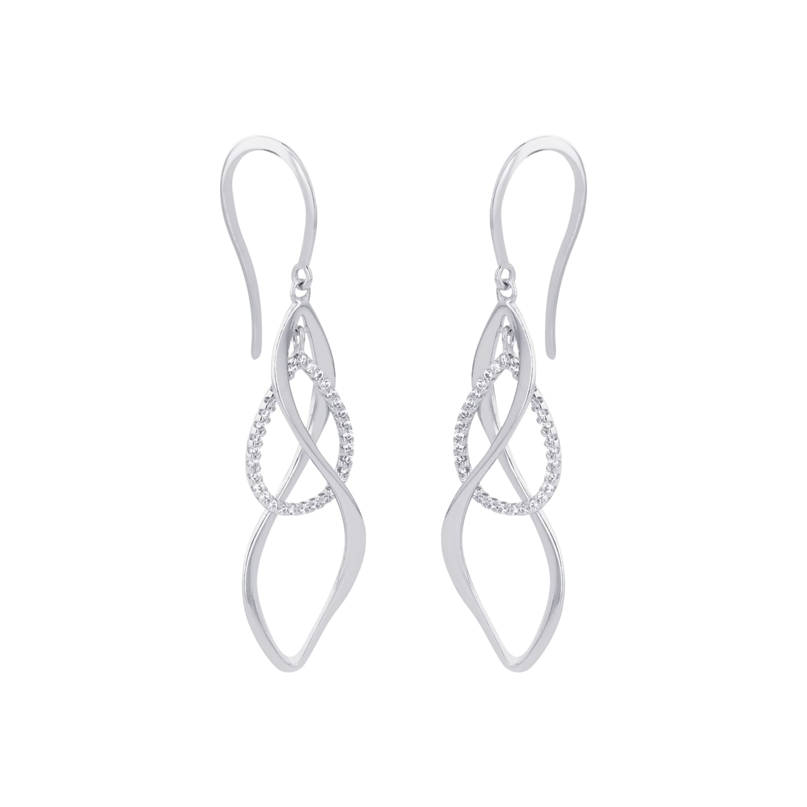 AMOR Silver 35mm Swirl Drop Earrings