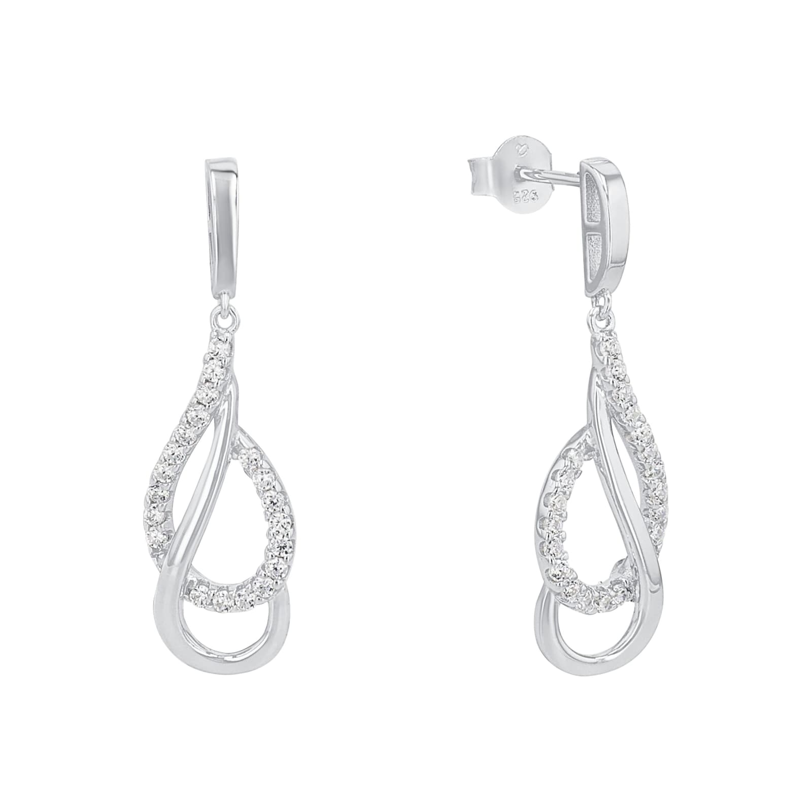 Silver 28mm Swirl Drop Earrings