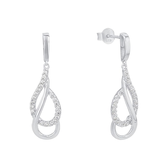 AMOR Silver 28mm Swirl Drop Earrings