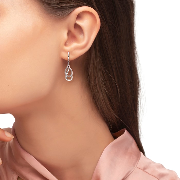 AMOR Silver 28mm Swirl Drop Earrings