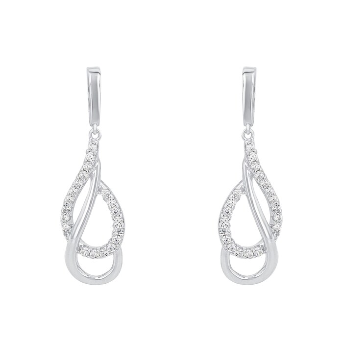 AMOR Silver 28mm Swirl Drop Earrings