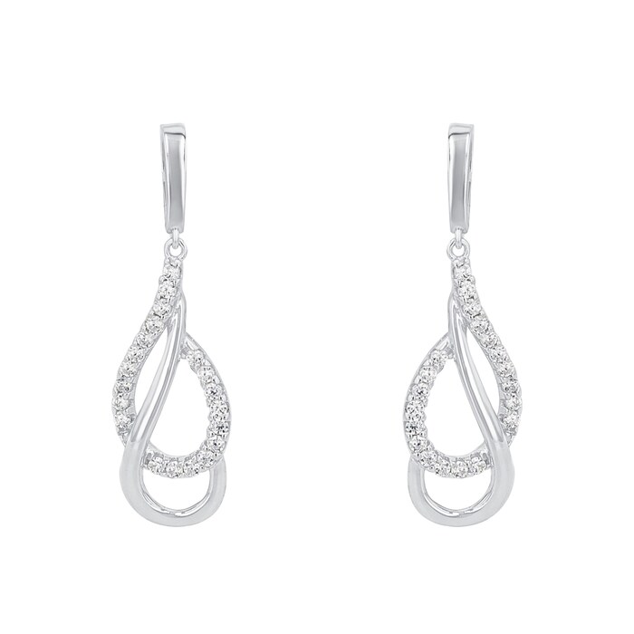 AMOR Silver 28mm Swirl Drop Earrings