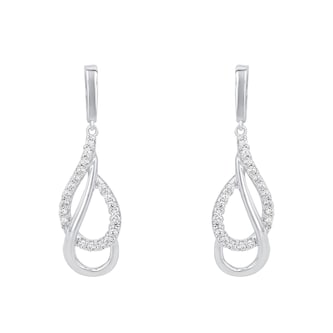 AMOR Silver 28mm Swirl Drop Earrings