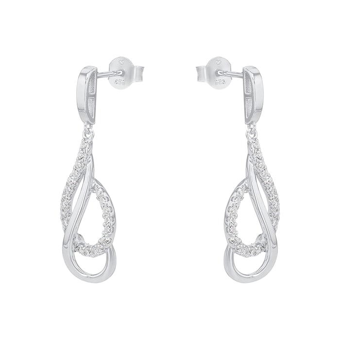 AMOR Silver 28mm Swirl Drop Earrings