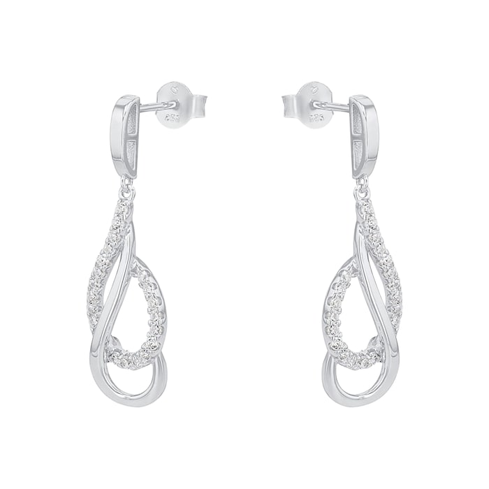 AMOR Silver 28mm Swirl Drop Earrings