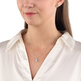 AMOR Silver Blue Stone Pendant Necklace & Earrings Set