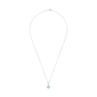 AMOR Silver Blue Stone Pendant Necklace & Earrings Set