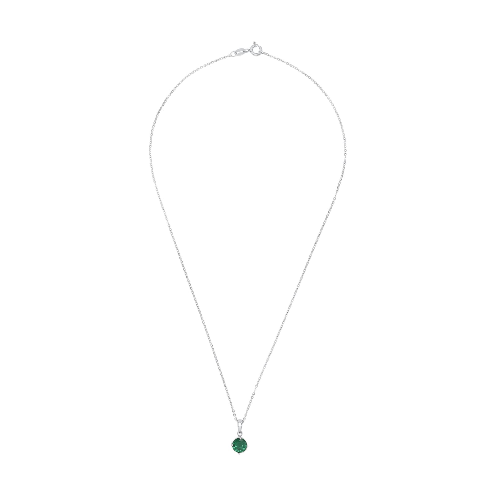 AMOR Silver Green Stone Pendant Necklace & Earrings Set AMOR Silver Green Stone Pendant Necklace & Earrings Set