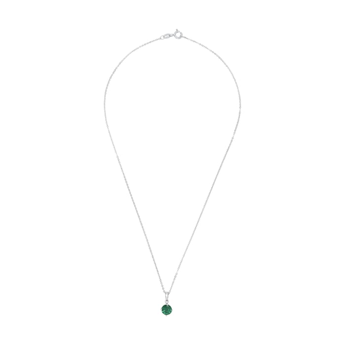 AMOR Silver Green Stone Pendant Necklace & Earrings Set