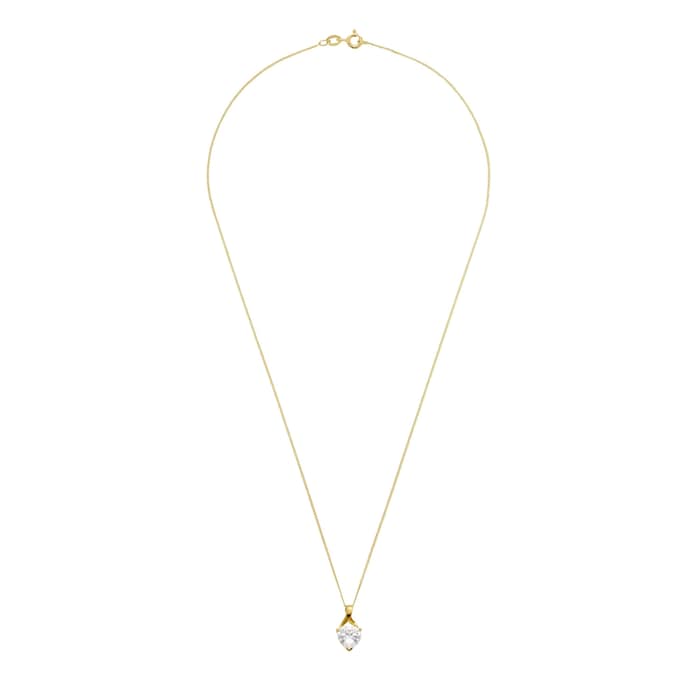 AMOR 9ct Yellow Gold Cubic Zirconia Pendant Necklace