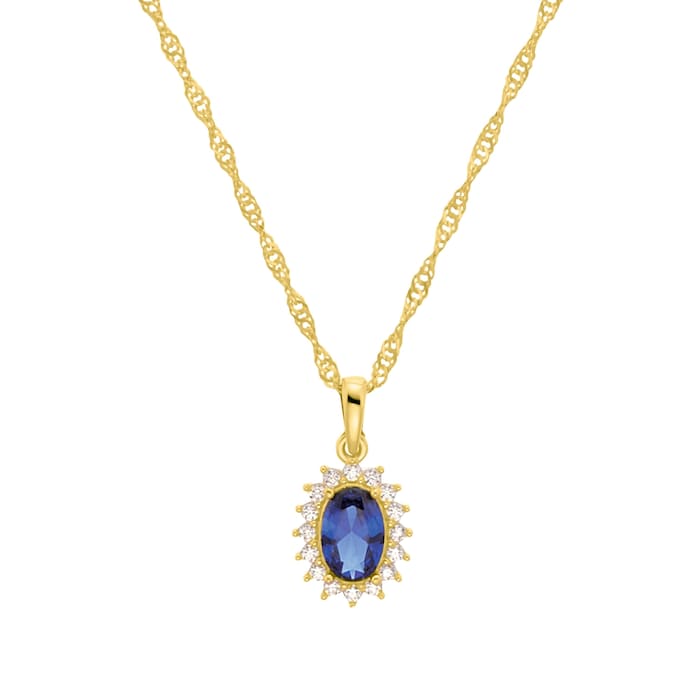 AMOR 9ct Yellow Gold Cubic Zirconia Pendant Necklace