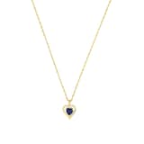 AMOR 9ct Yellow Gold Blue Stone Heart Pendant Necklace