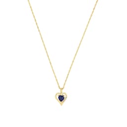 37970072 - 9ct Yellow Gold Blue Stone Heart Pendant Necklace