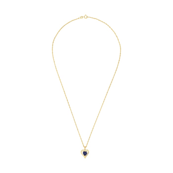 AMOR 9ct Yellow Gold Blue Stone Heart Pendant Necklace