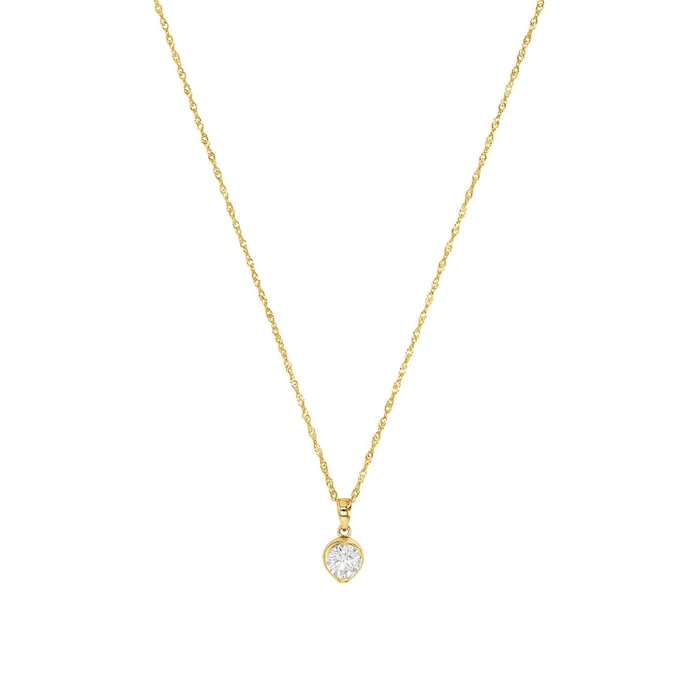 AMOR 9ct Yellow Gold Cubic Zirconia Round Pendant Necklace